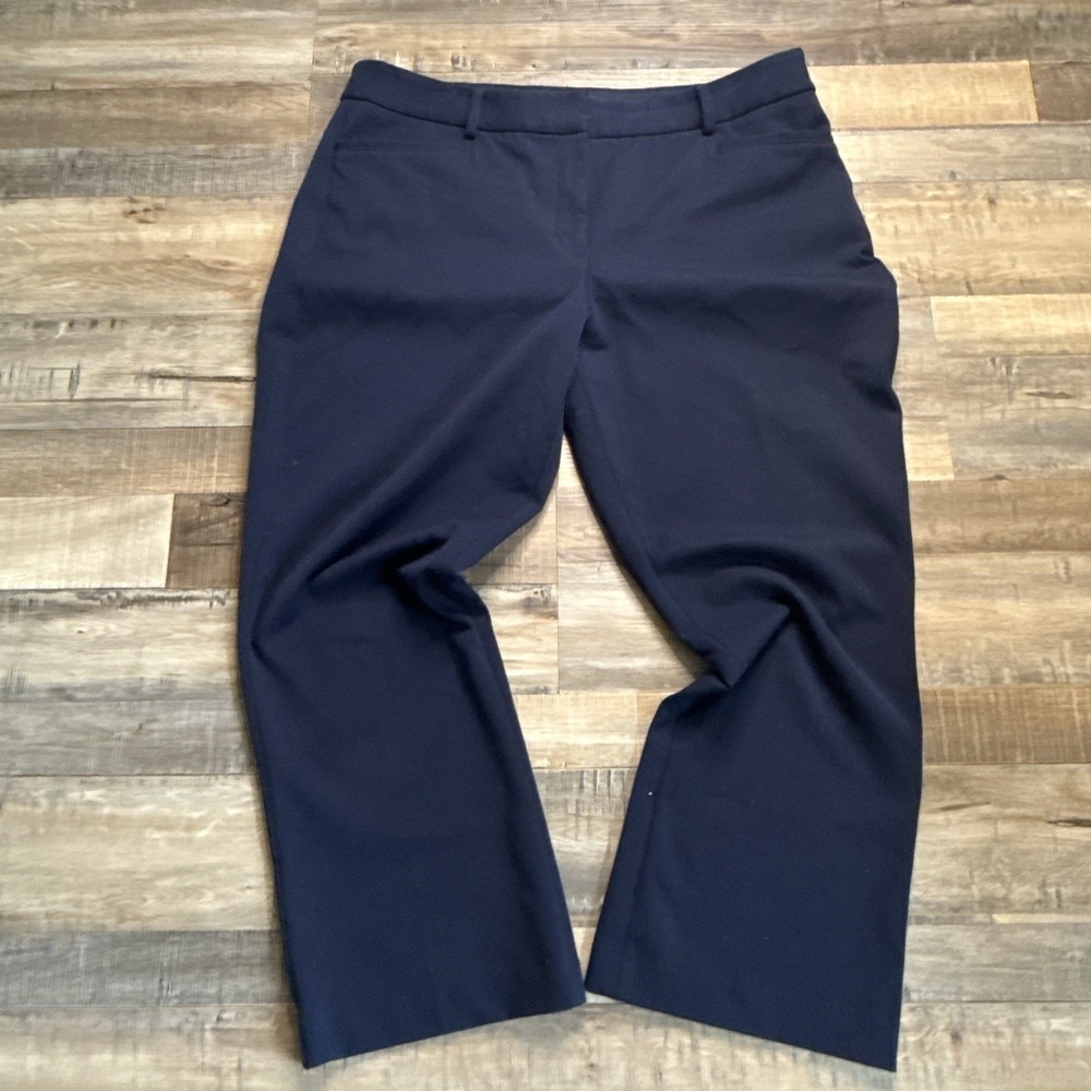 Express Mid-Rise Pants Sz 14 Crop Stretch Navy Blue Preppy